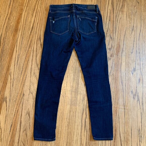 Express Dark Wash Legging Mid Rise Stretch 4s 4c Distressed Hole Blue Skinny - Picture 6 of 11